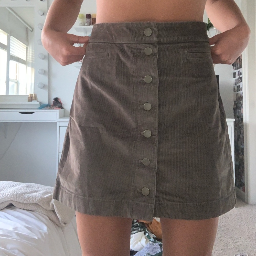 Brown Cordero button up skirt